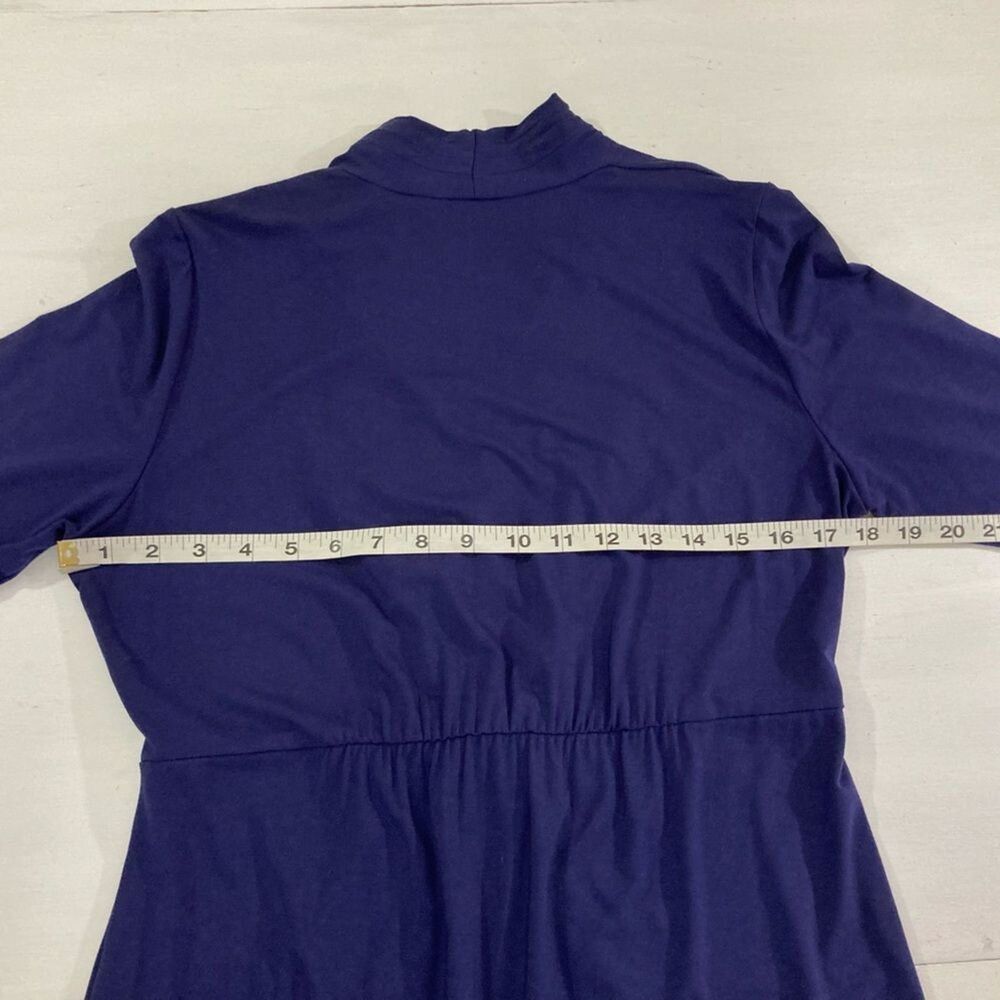 Tori Richard Honolulu Dress Womens M Blue Twist Front Jersey Knit Preppy - Picture 6 of 8